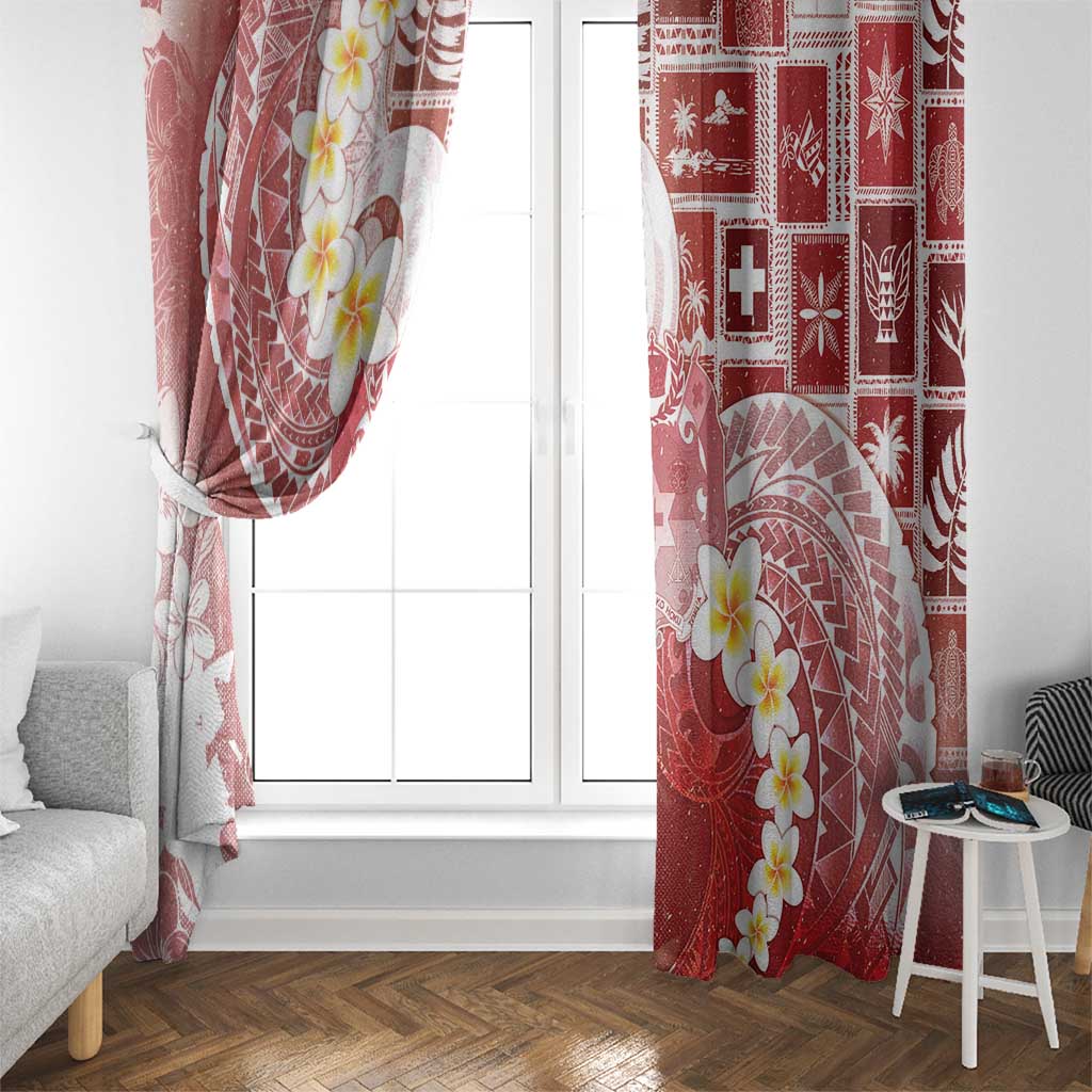 Tonga Christmas Window Curtain Kilisimasi Fiefia Retro Style Red - Polynesian Pride