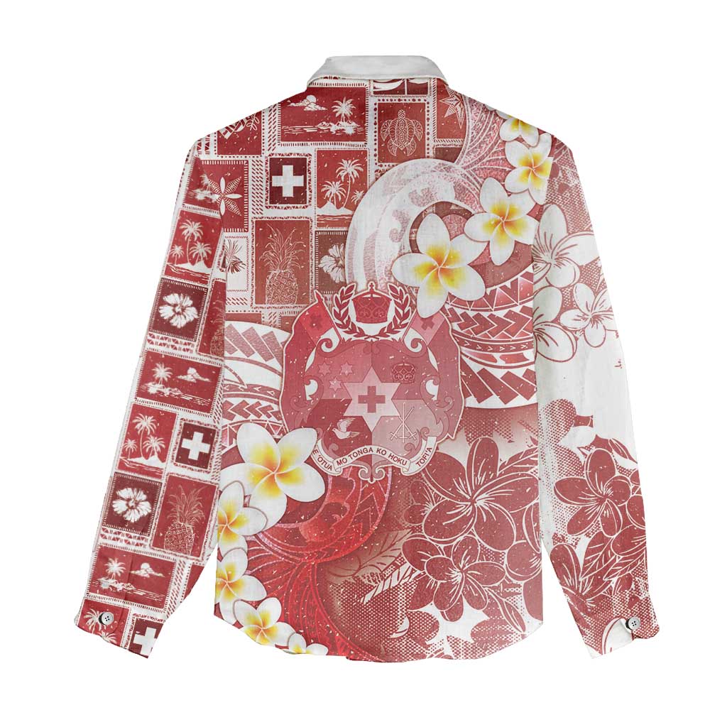 Tonga Christmas Women Casual Shirt Kilisimasi Fiefia Retro Style Red - Polynesian Pride