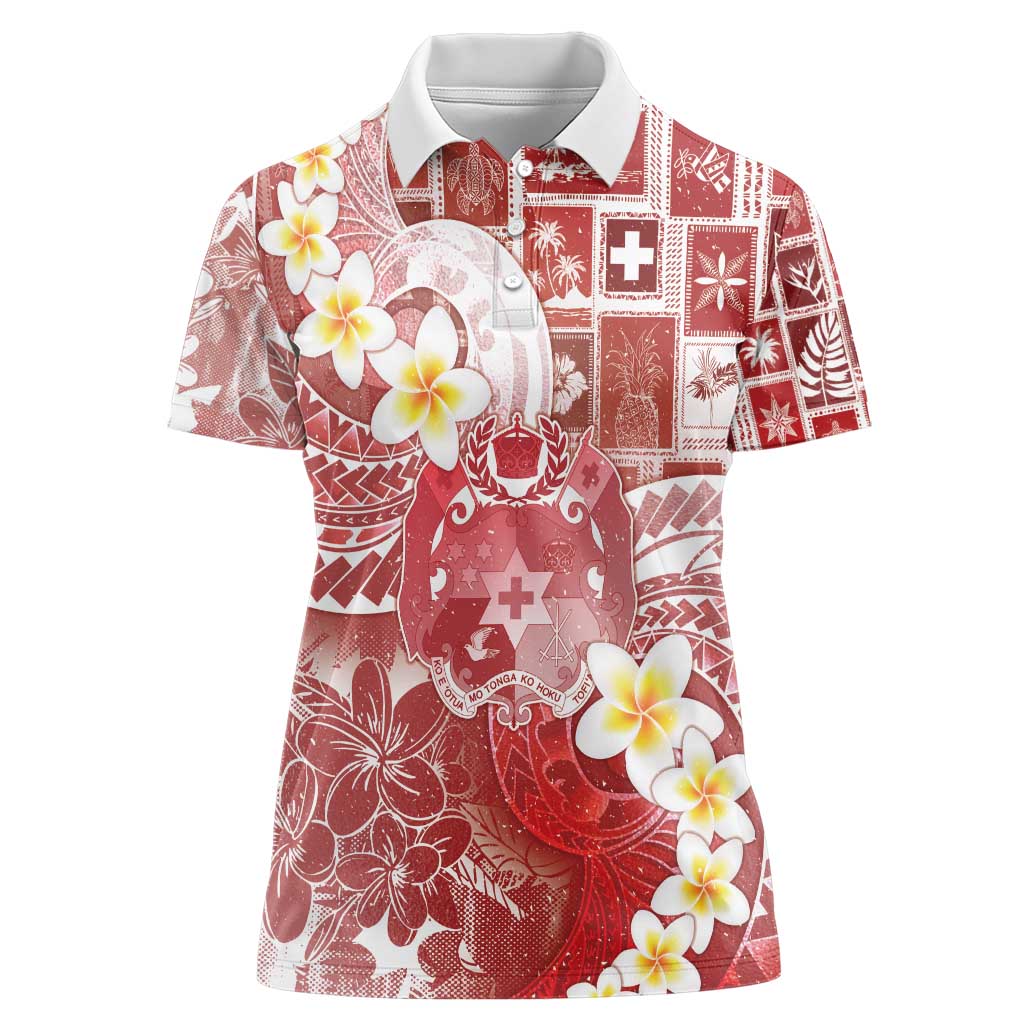 Tonga Christmas Women Polo Shirt Kilisimasi Fiefia Retro Style Red - Polynesian Pride