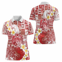 Tonga Christmas Women Polo Shirt Kilisimasi Fiefia Retro Style Red - Polynesian Pride