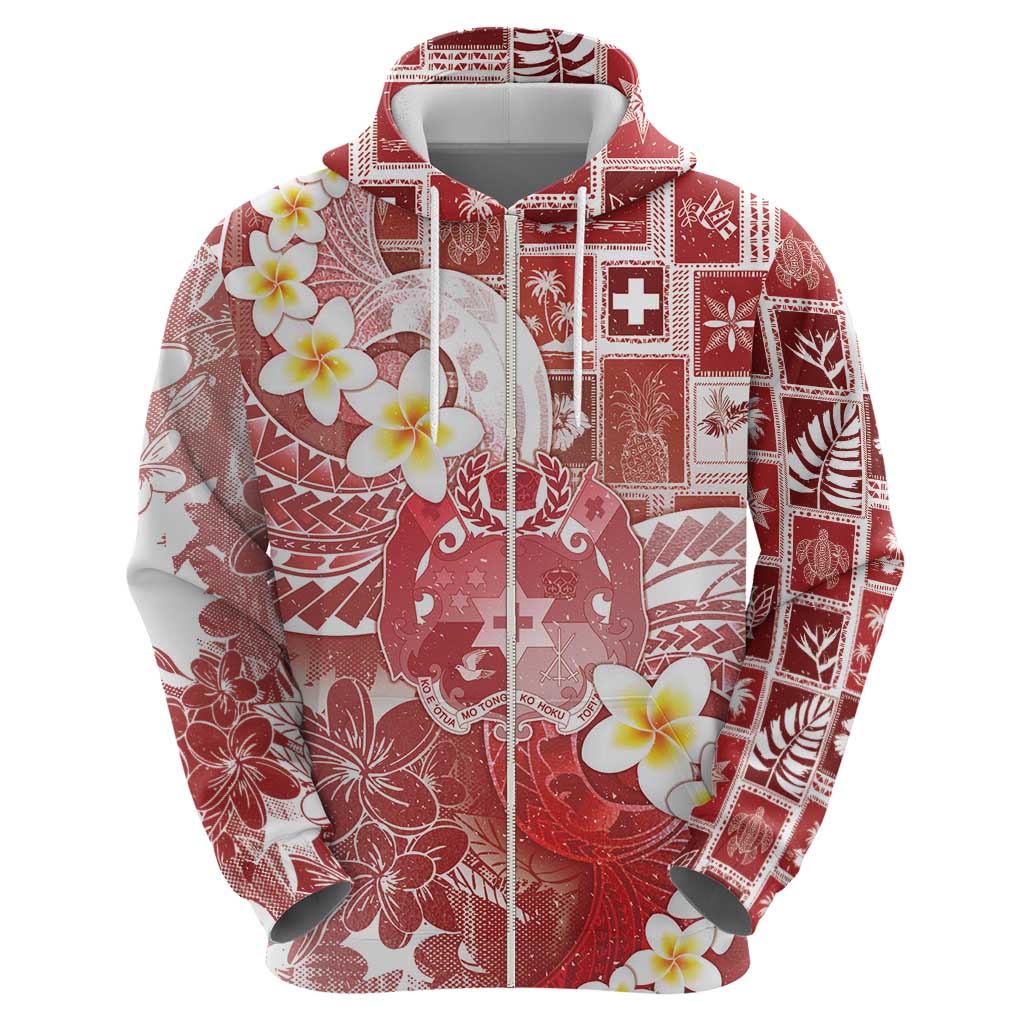 Tonga Christmas Zip Hoodie Kilisimasi Fiefia Retro Style Red - Polynesian Pride