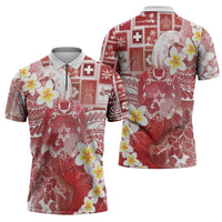 Tonga Christmas Zipper Polo Shirt Kilisimasi Fiefia Retro Style Red - Polynesian Pride