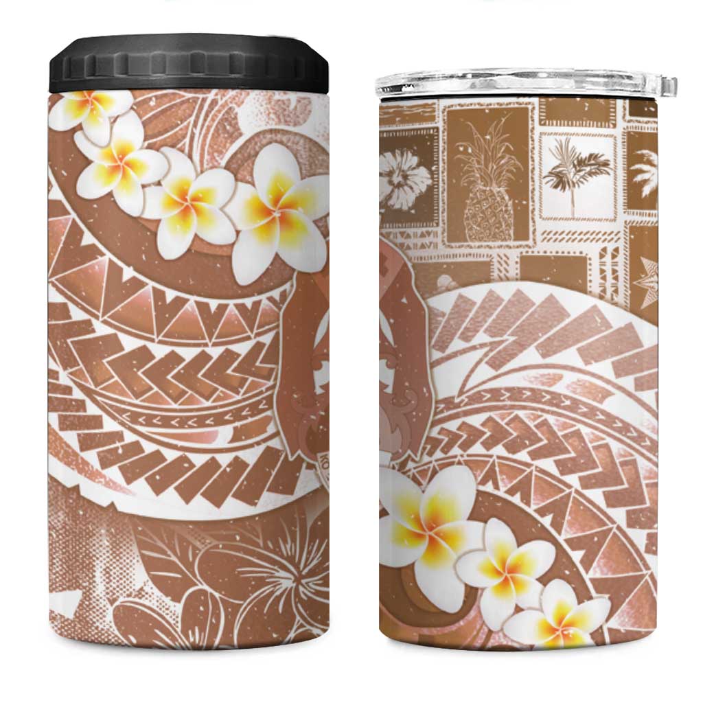Tonga Christmas 4 in 1 Can Cooler Tumbler Kilisimasi Fiefia Retro Style Brown - Polynesian Pride
