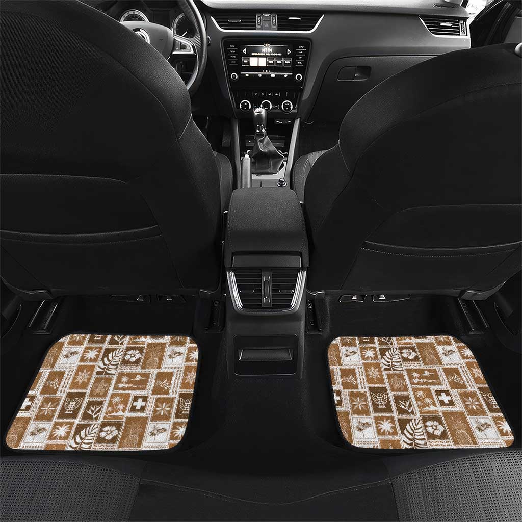 Tonga Christmas Car Mats Kilisimasi Fiefia Retro Style Brown LT05 Set 2pcs - Back Brown - Polynesian Pride