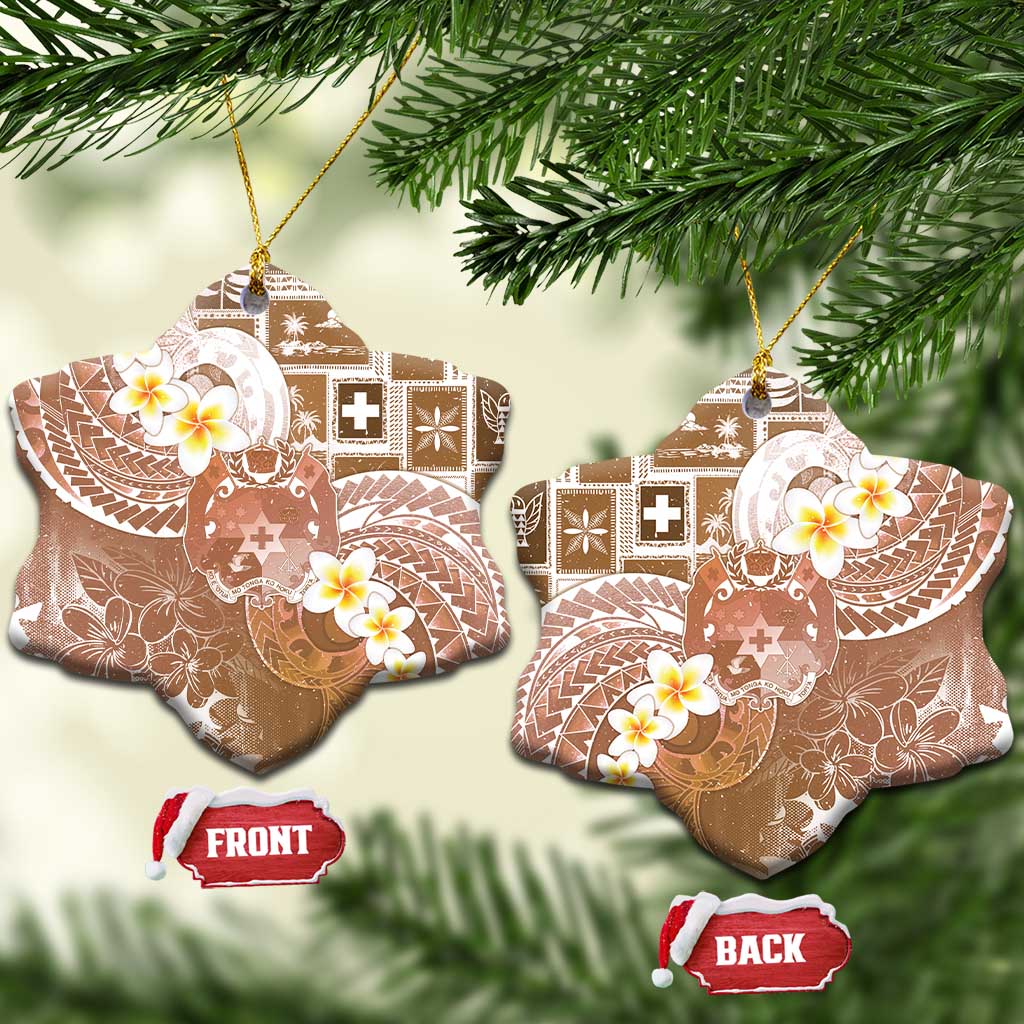 Tonga Christmas Ceramic Ornament Kilisimasi Fiefia Retro Style Brown - Polynesian Pride