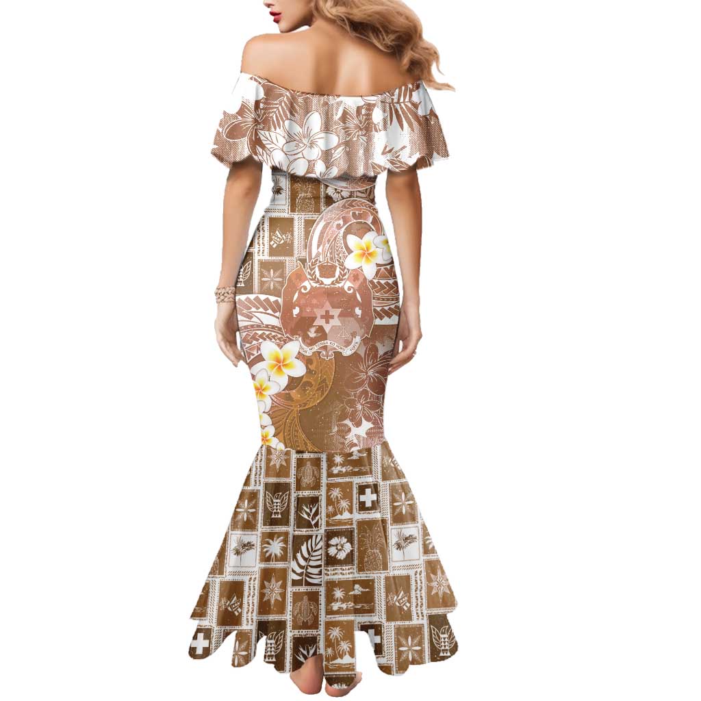 Tonga Christmas Family Matching Mermaid Dress and Hawaiian Shirt Kilisimasi Fiefia Retro Style Brown - Polynesian Pride