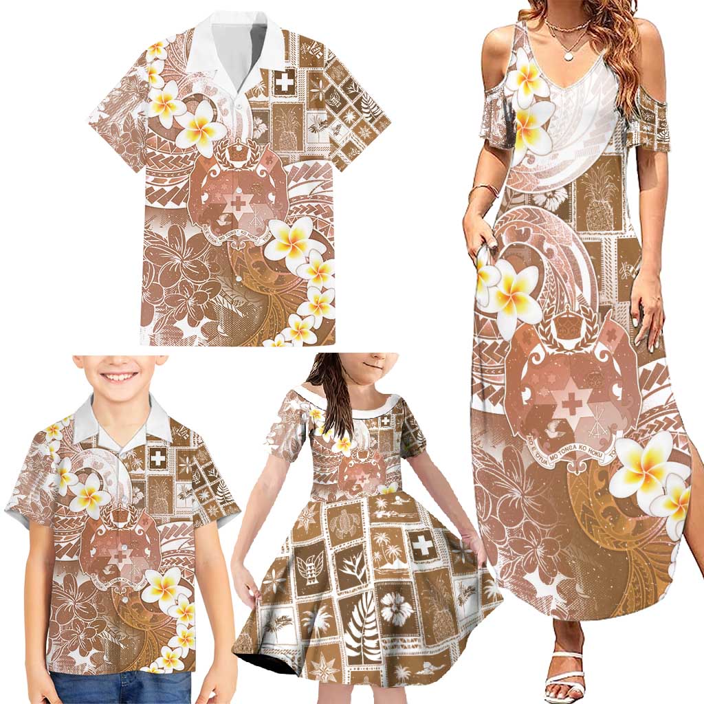 Tonga Christmas Family Matching Summer Maxi Dress and Hawaiian Shirt Kilisimasi Fiefia Retro Style Brown - Polynesian Pride