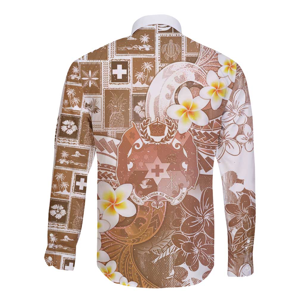 Tonga Christmas Long Sleeve Button Shirt Kilisimasi Fiefia Retro Style Brown - Polynesian Pride