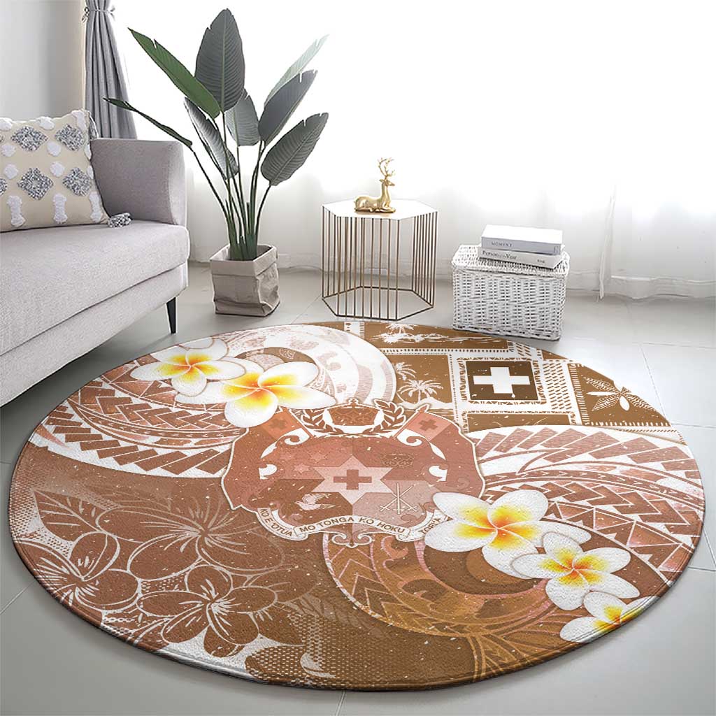 Tonga Christmas Round Carpet Kilisimasi Fiefia Retro Style Brown - Polynesian Pride