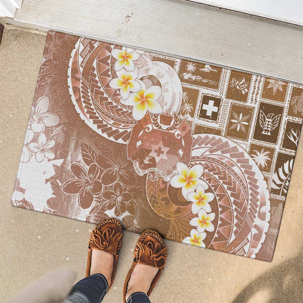 Tonga Christmas Rubber Doormat Kilisimasi Fiefia Retro Style Brown - Polynesian Pride