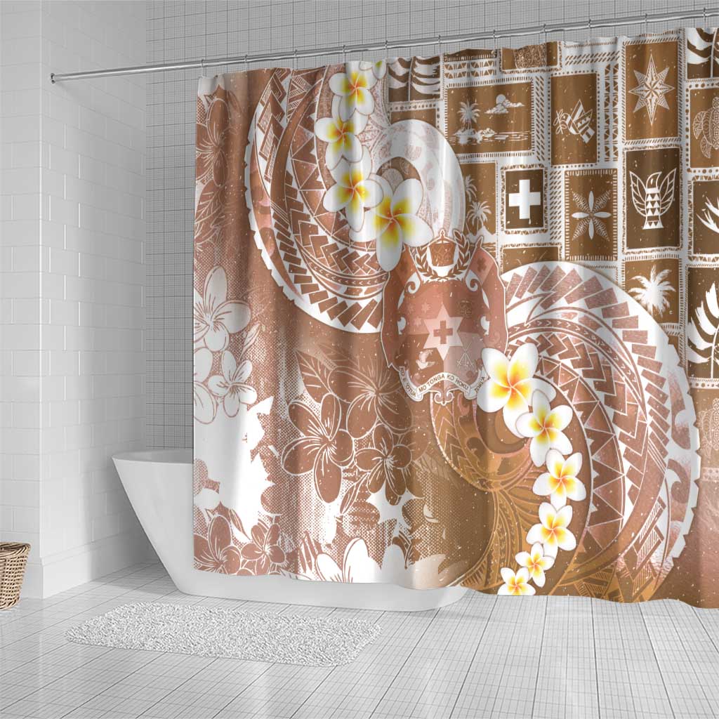 Tonga Christmas Shower Curtain Kilisimasi Fiefia Retro Style Brown - Polynesian Pride