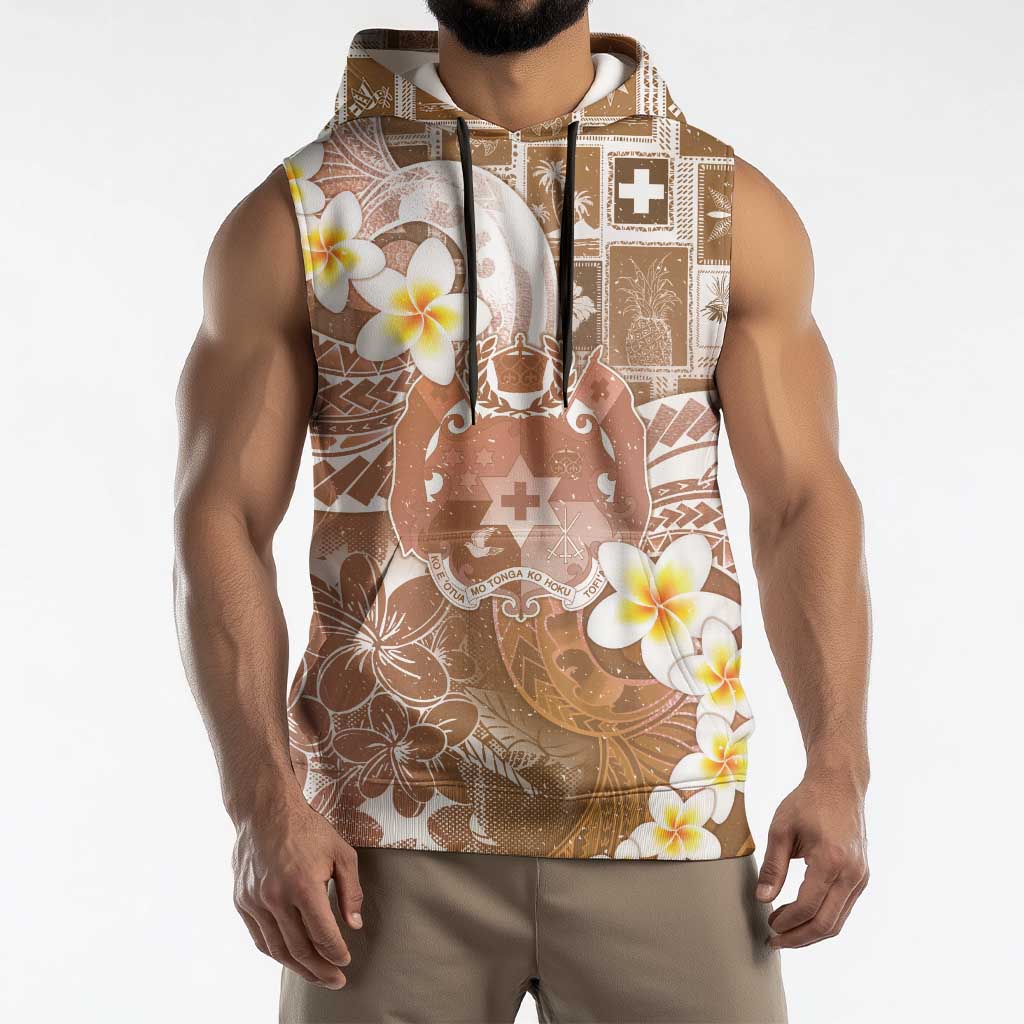 Tonga Christmas Sleeveless Hoodie Kilisimasi Fiefia Retro Style Brown - Polynesian Pride