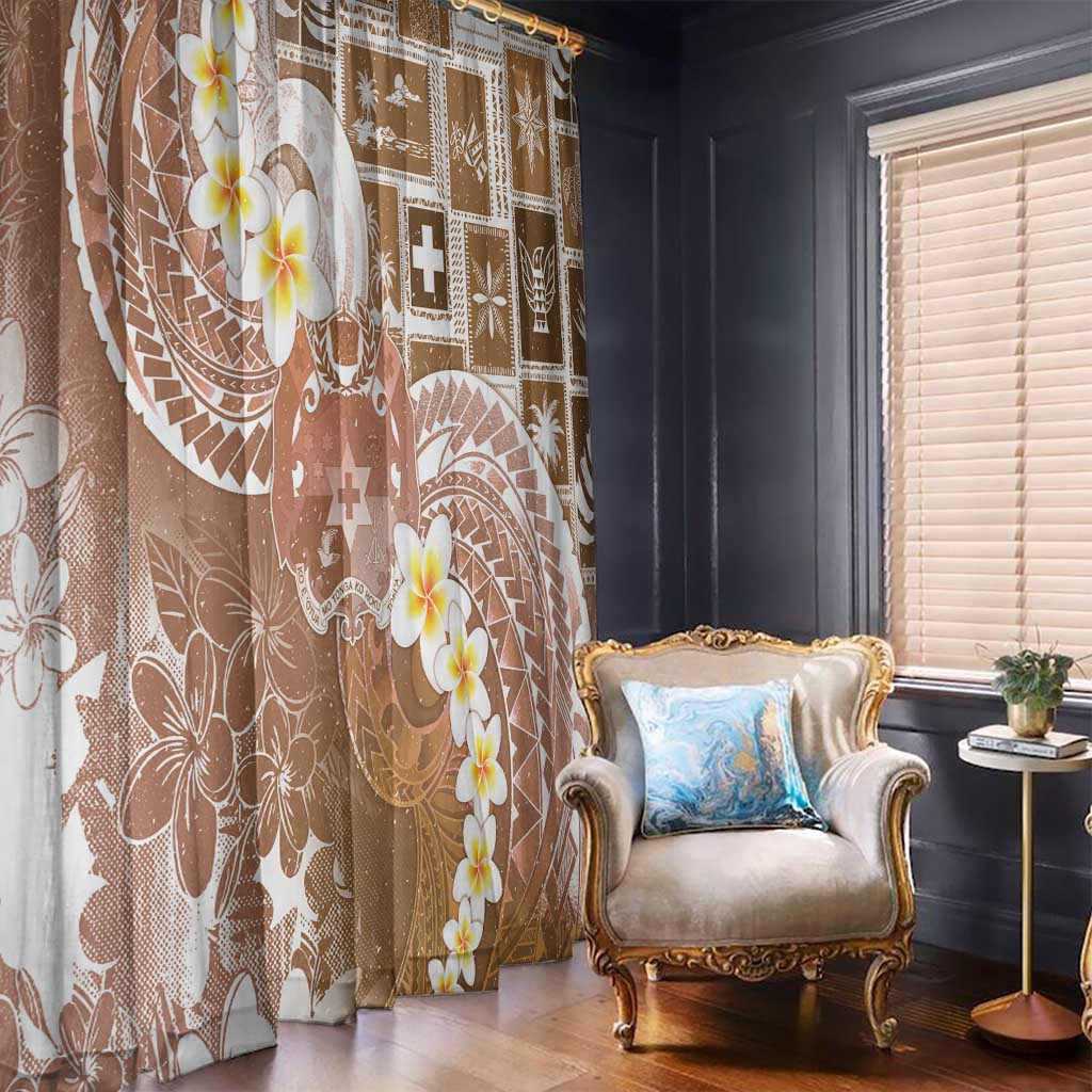 Tonga Christmas Window Curtain Kilisimasi Fiefia Retro Style Brown - Polynesian Pride