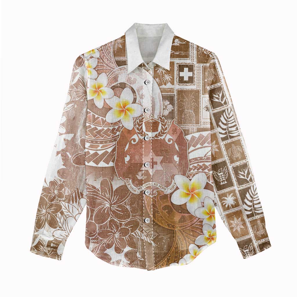 Tonga Christmas Women Casual Shirt Kilisimasi Fiefia Retro Style Brown - Polynesian Pride