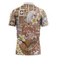 Tonga Christmas Zipper Polo Shirt Kilisimasi Fiefia Retro Style Brown - Polynesian Pride