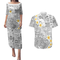 Tonga Christmas Couples Matching Puletasi and Hawaiian Shirt Kilisimasi Fiefia Retro Style White - Polynesian Pride