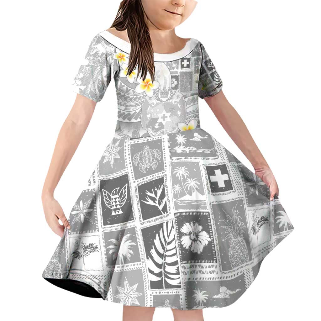 Tonga Christmas Family Matching Off Shoulder Short Dress and Hawaiian Shirt Kilisimasi Fiefia Retro Style White - Polynesian Pride