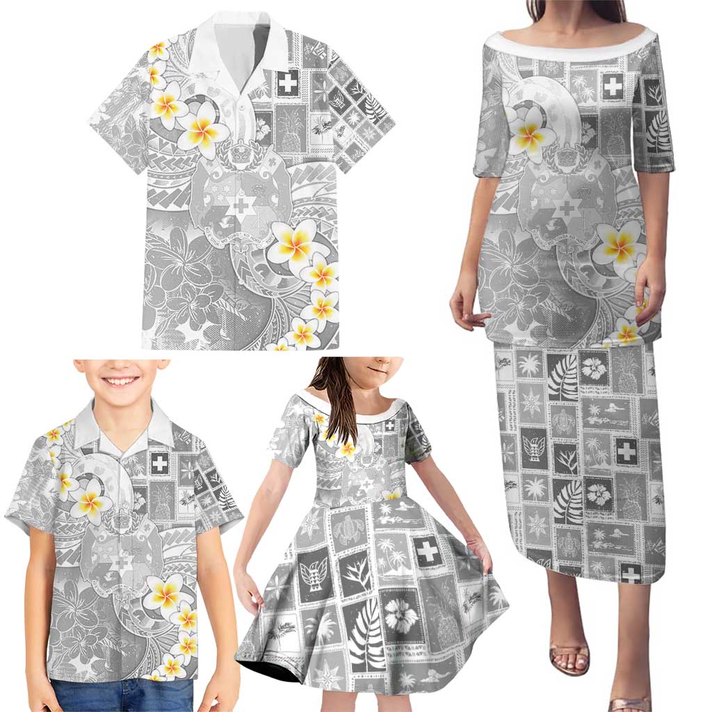 Tonga Christmas Family Matching Puletasi and Hawaiian Shirt Kilisimasi Fiefia Retro Style White - Polynesian Pride