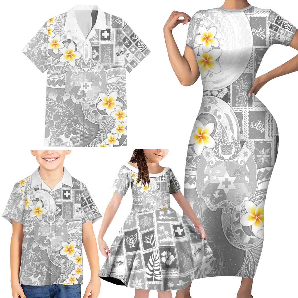 Tonga Christmas Family Matching Short Sleeve Bodycon Dress and Hawaiian Shirt Kilisimasi Fiefia Retro Style White - Polynesian Pride