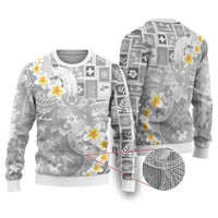 Tonga Christmas Ugly Christmas Sweater Kilisimasi Fiefia Retro Style White - Polynesian Pride