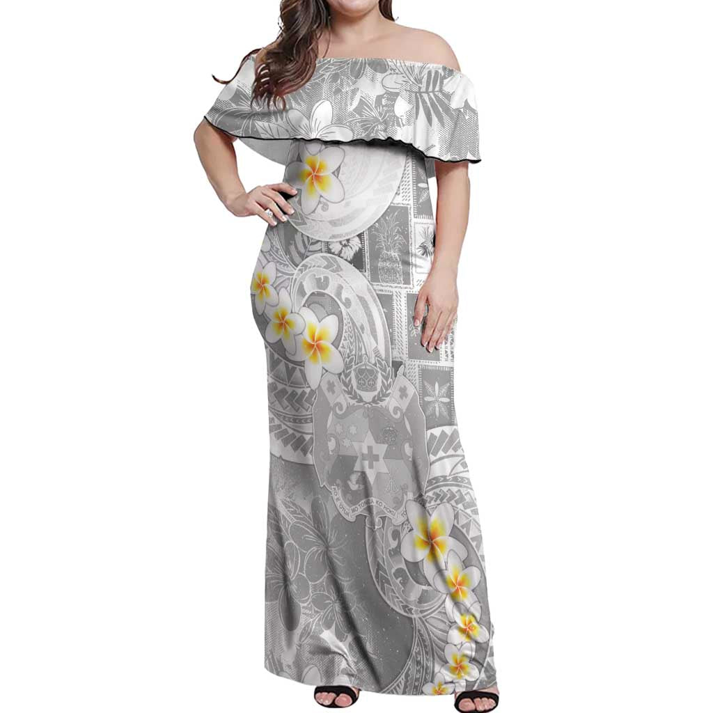 Tonga Christmas Off Shoulder Maxi Dress Kilisimasi Fiefia Retro Style White - Polynesian Pride