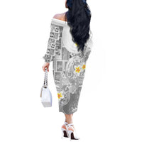 Tonga Christmas Off The Shoulder Long Sleeve Dress Kilisimasi Fiefia Retro Style White - Polynesian Pride