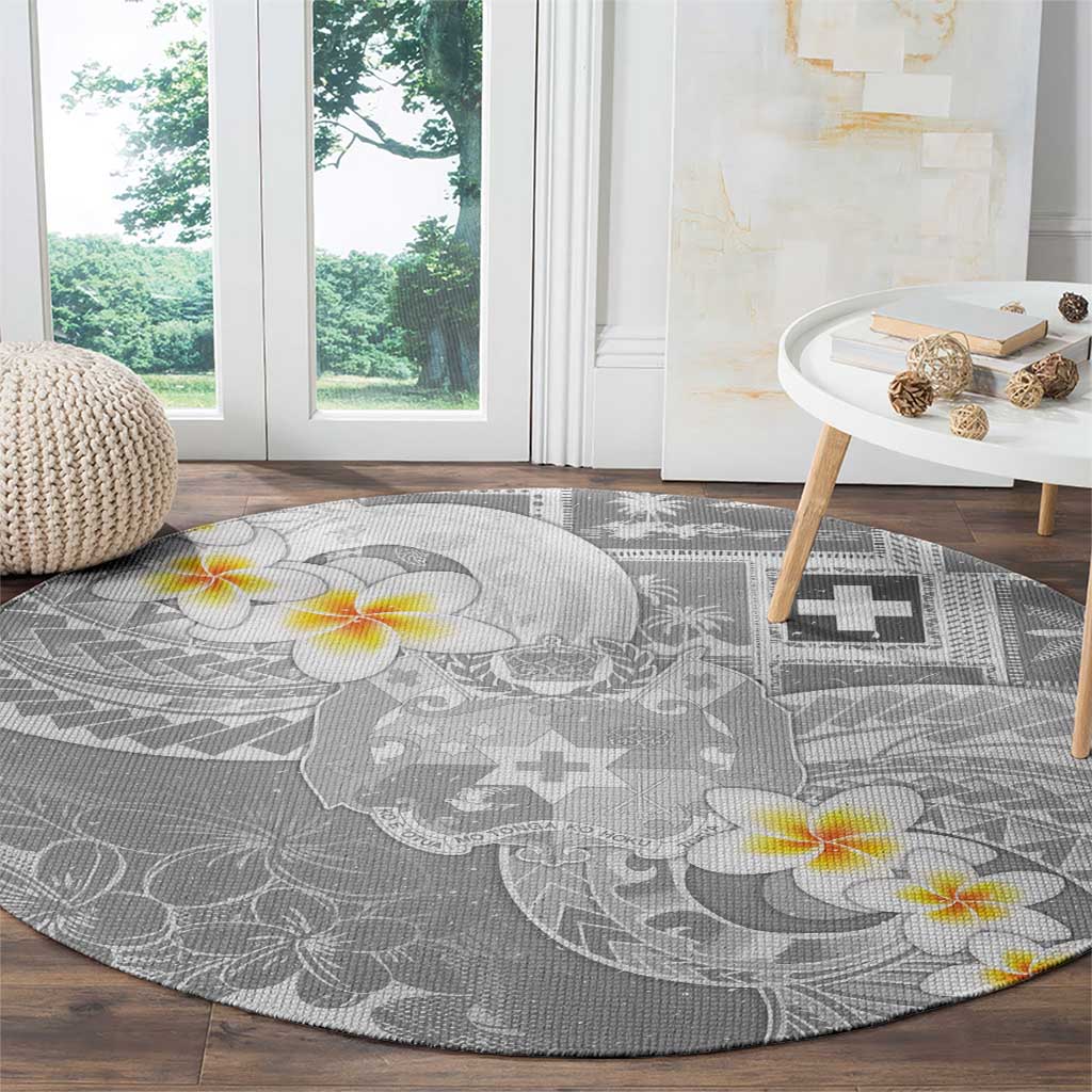 Tonga Christmas Round Carpet Kilisimasi Fiefia Retro Style White - Polynesian Pride