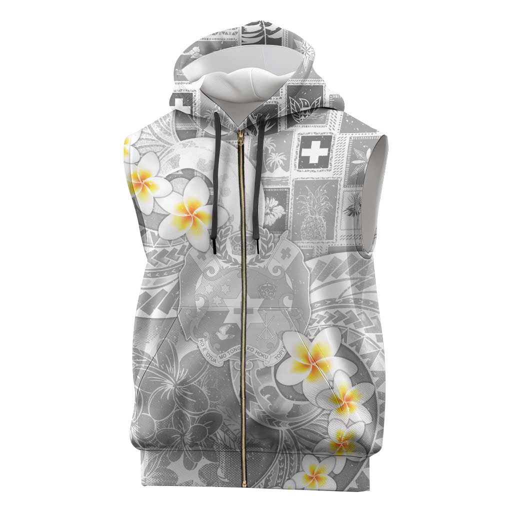 Tonga Christmas Sleeveless Zip Hoodie Kilisimasi Fiefia Retro Style White - Polynesian Pride