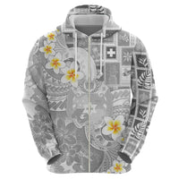 Tonga Christmas Zip Hoodie Kilisimasi Fiefia Retro Style White - Polynesian Pride