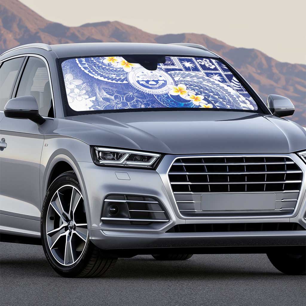 Federated States Of Micronesia Christmas Auto Sun Shade Retro Style Bright Version - Polynesian Pride