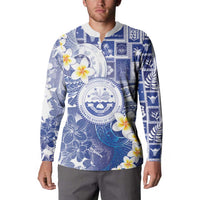 Federated States Of Micronesia Christmas Button Sweatshirt Retro Style Bright Version - Polynesian Pride