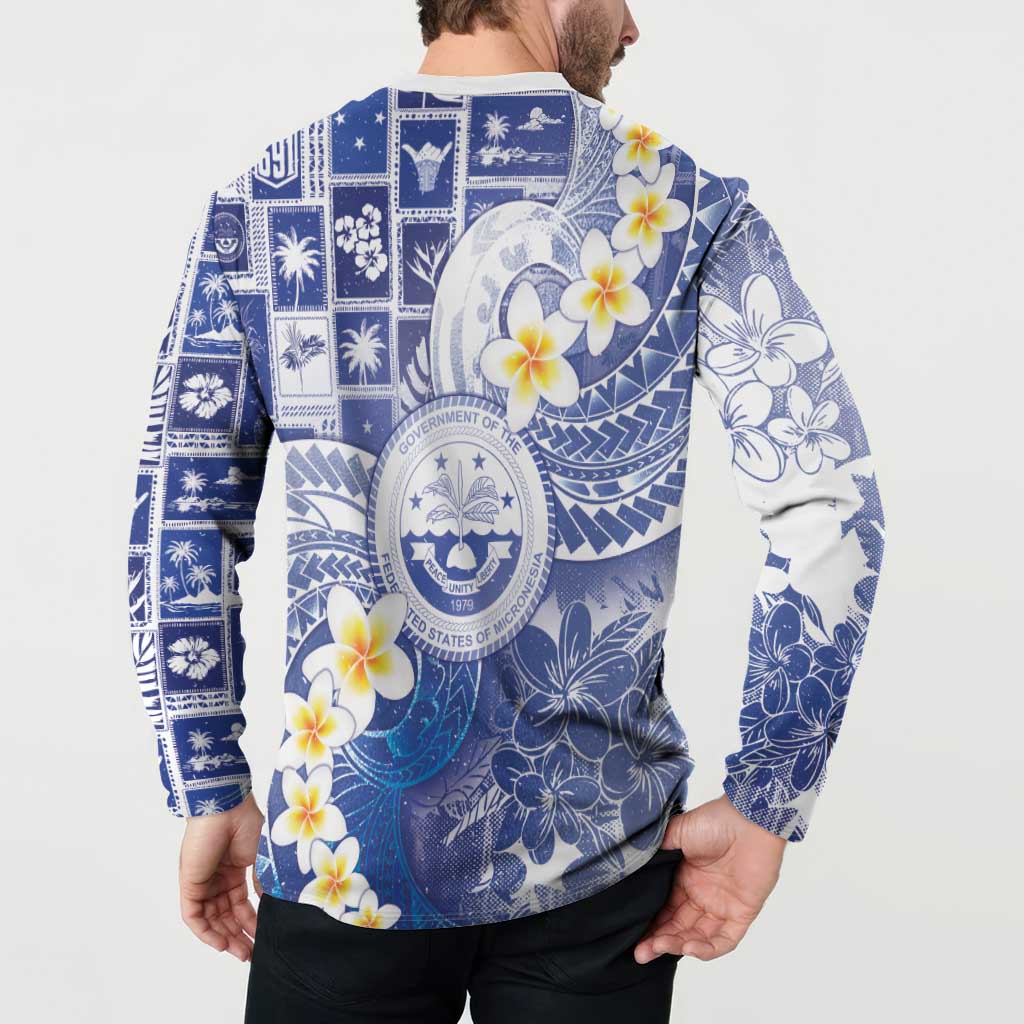 Federated States Of Micronesia Christmas Button Sweatshirt Retro Style Bright Version - Polynesian Pride