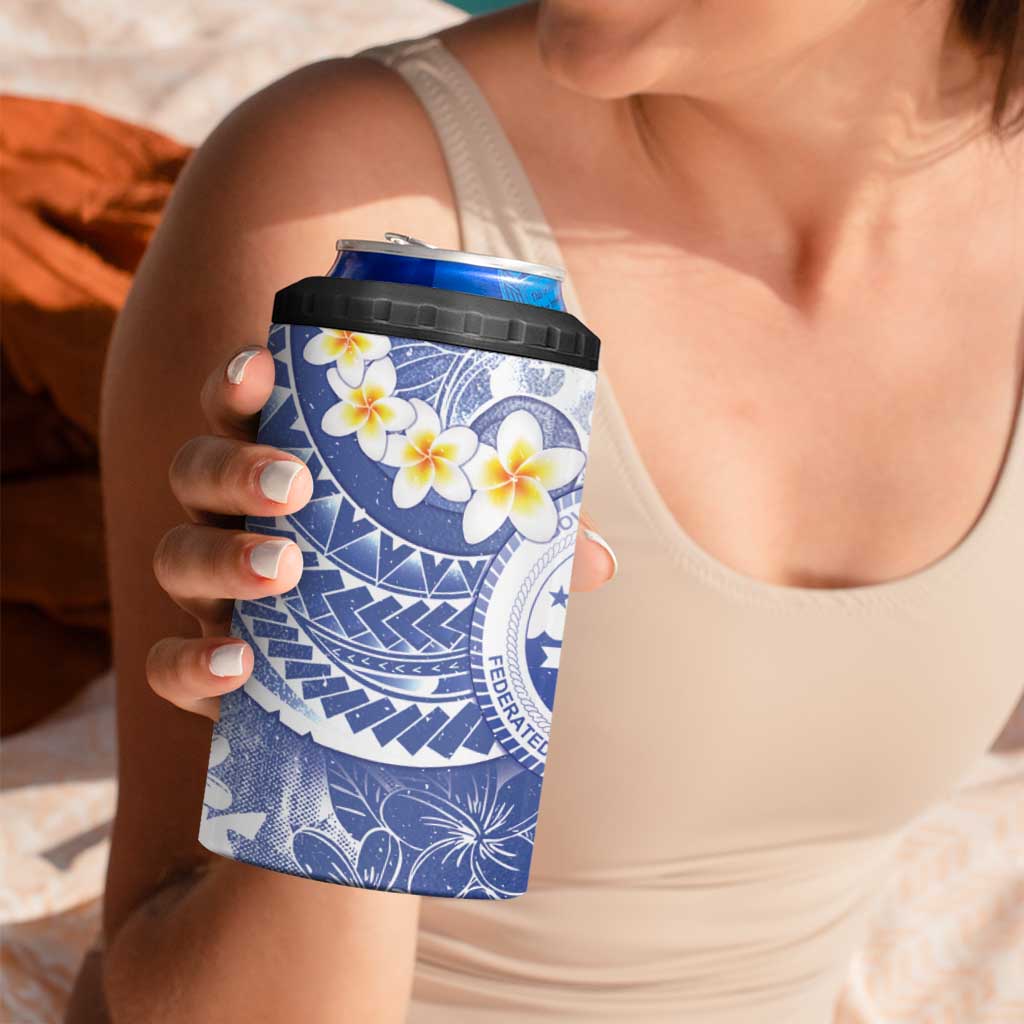 Federated States Of Micronesia Christmas 4 in 1 Can Cooler Tumbler Retro Style Bright Version - Polynesian Pride