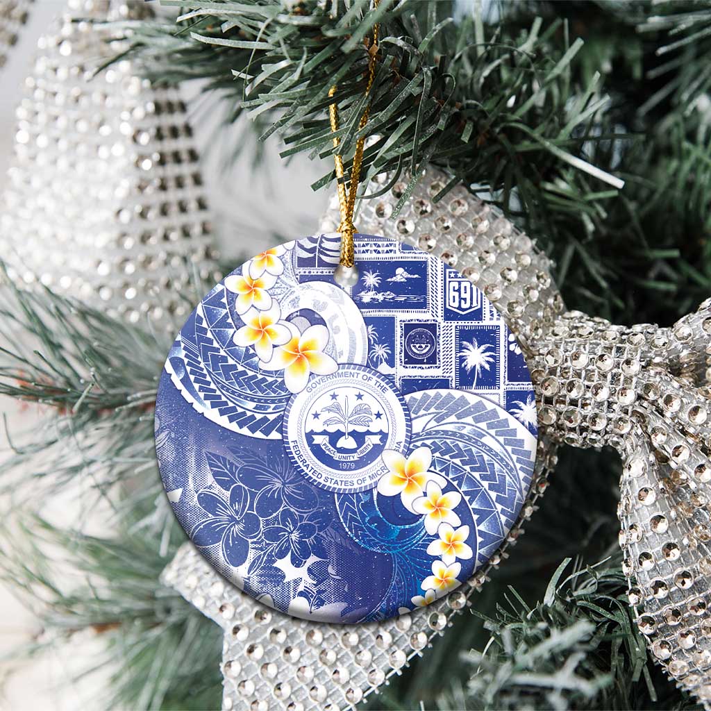 Federated States Of Micronesia Christmas Ceramic Ornament Retro Style Bright Version - Polynesian Pride