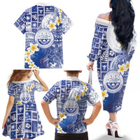Federated States Of Micronesia Christmas Family Matching Off The Shoulder Long Sleeve Dress and Hawaiian Shirt Retro Style Bright Version - Polynesian Pride