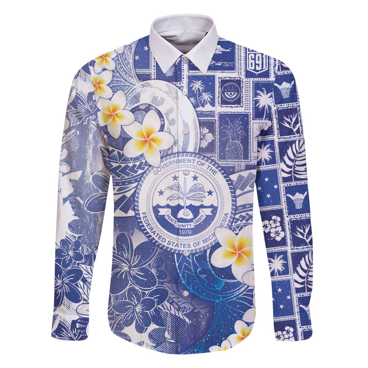 Federated States Of Micronesia Christmas Family Matching Off The Shoulder Long Sleeve Dress and Hawaiian Shirt Retro Style Bright Version - Polynesian Pride