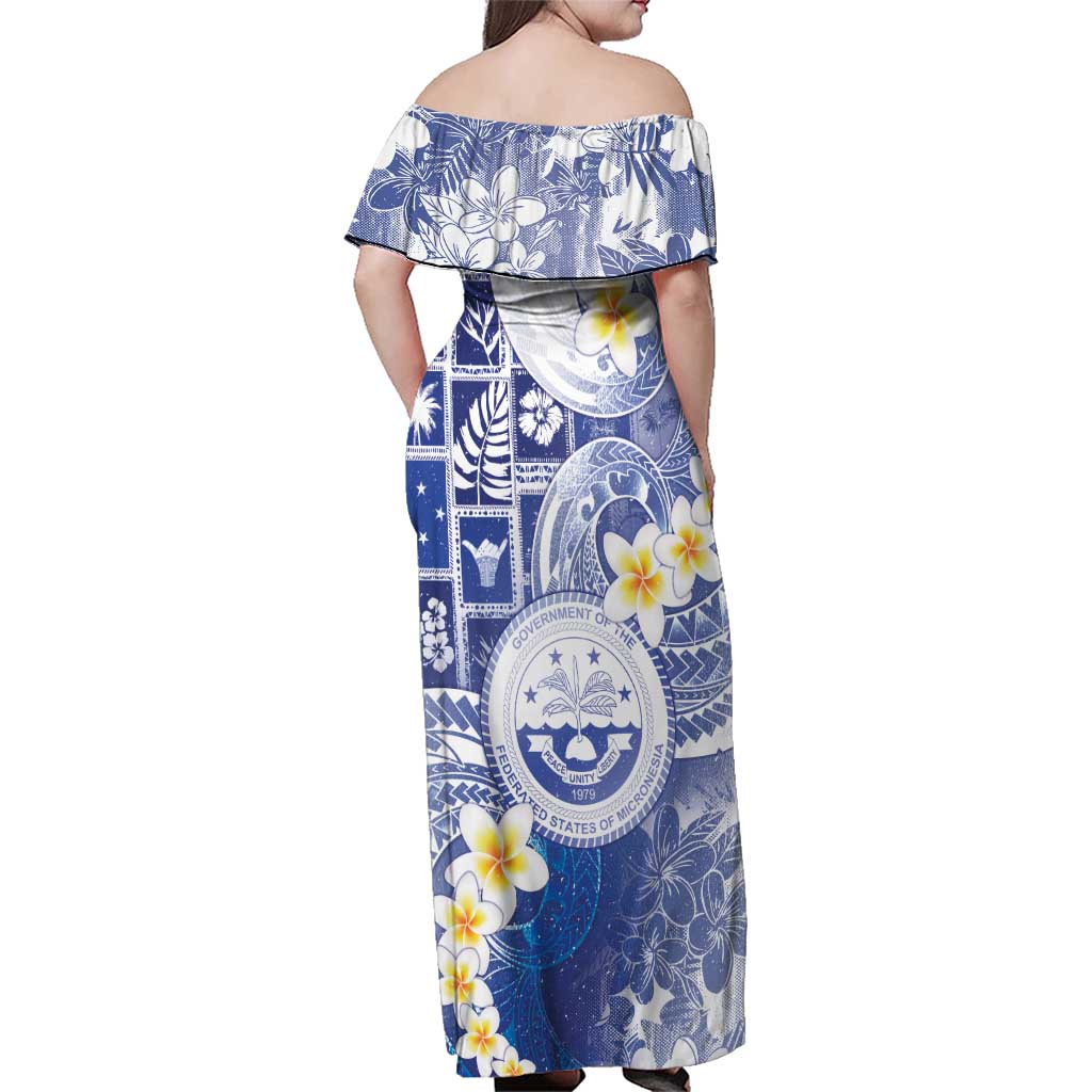 Federated States Of Micronesia Christmas Family Matching Off Shoulder Maxi Dress and Hawaiian Shirt Retro Style Bright Version - Polynesian Pride