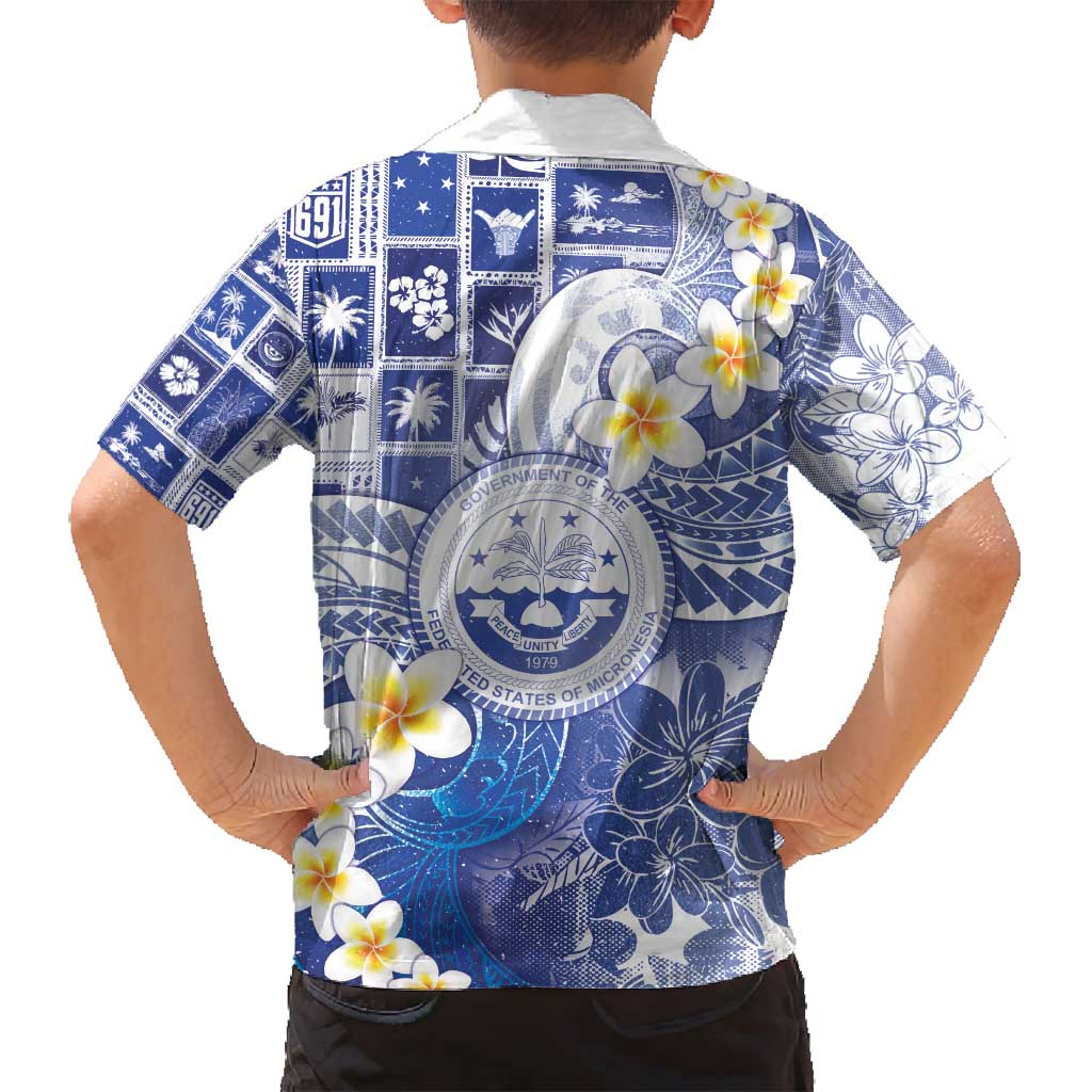 Federated States Of Micronesia Christmas Family Matching Off Shoulder Short Dress and Hawaiian Shirt Retro Style Bright Version - Polynesian Pride