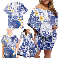 Federated States Of Micronesia Christmas Family Matching Off Shoulder Short Dress and Hawaiian Shirt Retro Style Bright Version - Polynesian Pride