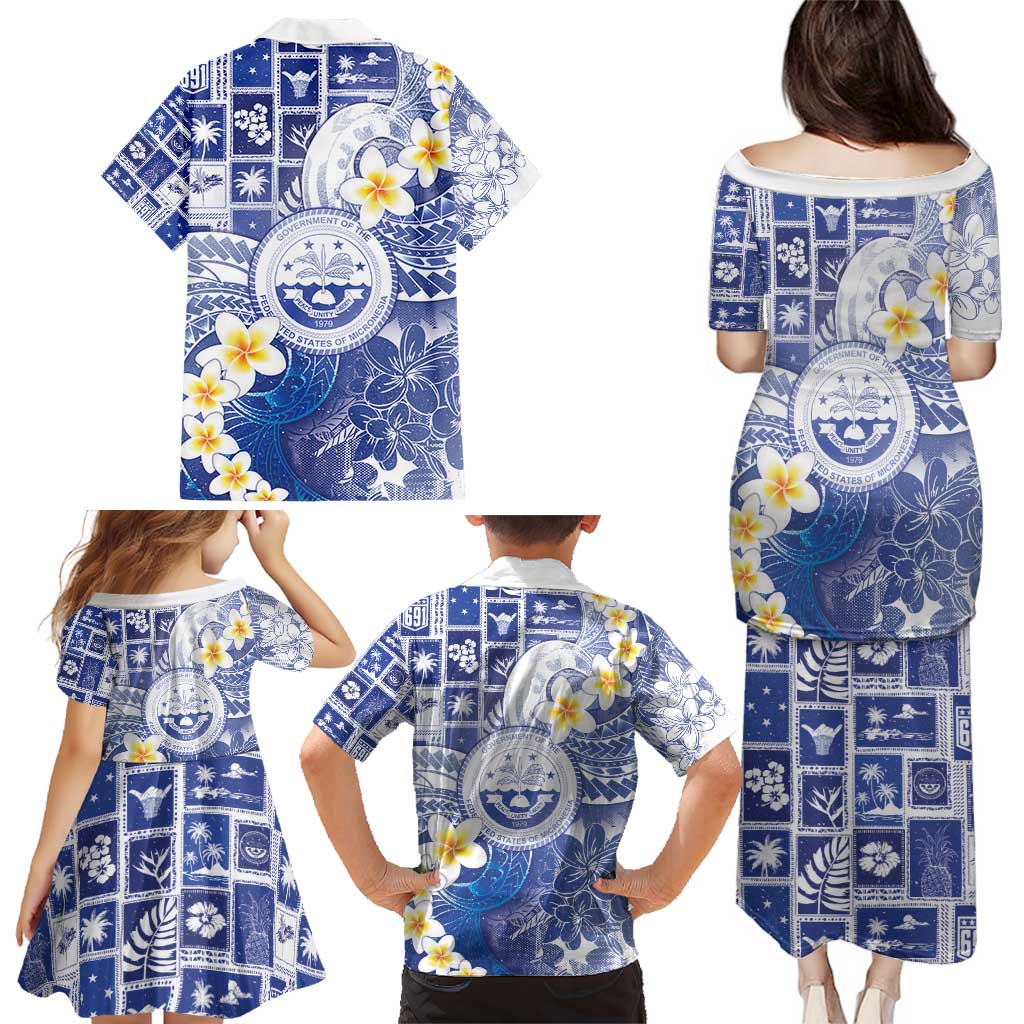 Federated States Of Micronesia Christmas Family Matching Puletasi and Hawaiian Shirt Retro Style Bright Version - Polynesian Pride