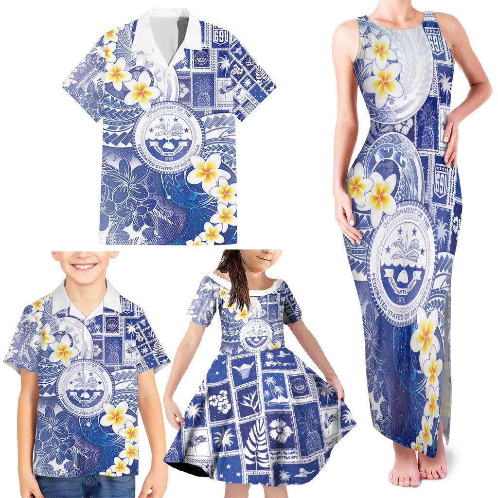 Federated States Of Micronesia Christmas Family Matching Tank Maxi Dress and Hawaiian Shirt Retro Style Bright Version - Polynesian Pride