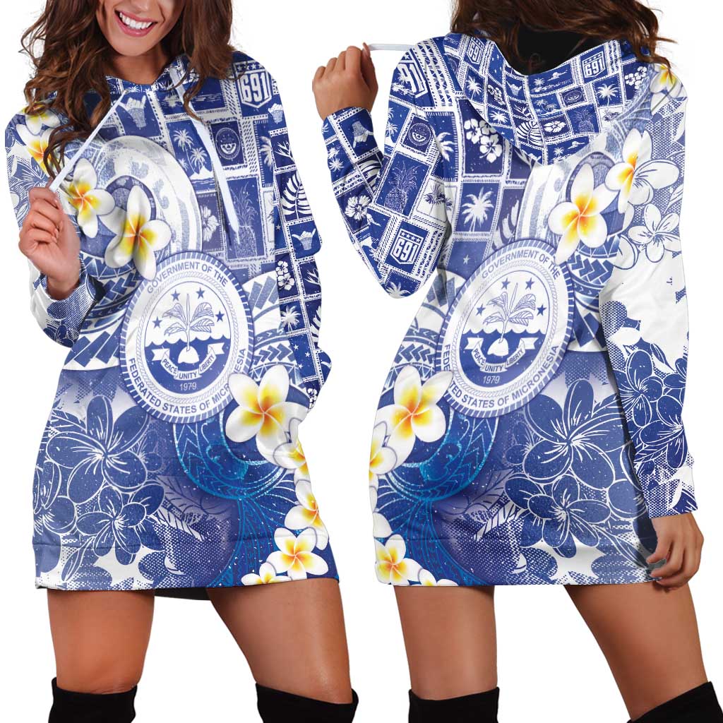 Federated States Of Micronesia Christmas Hoodie Dress Retro Style Bright Version - Polynesian Pride