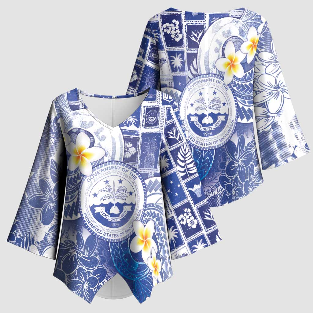 Federated States Of Micronesia Christmas Kimono Sleeve Blouse Retro Style Bright Version - Polynesian Pride