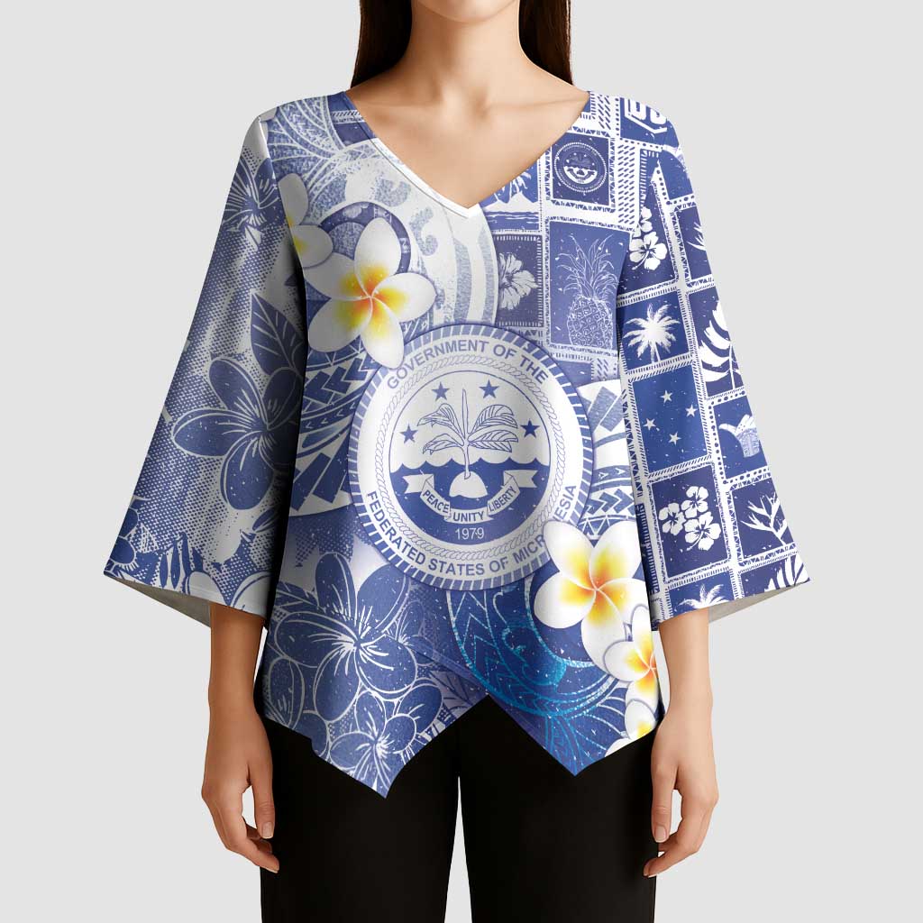 Federated States Of Micronesia Christmas Kimono Sleeve Blouse Retro Style Bright Version - Polynesian Pride