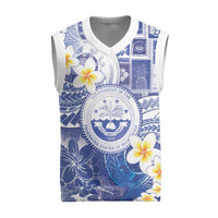 Federated States Of Micronesia Christmas Knitted V-Neck Vest Retro Style Bright Version LT05 Blue - Polynesian Pride