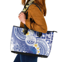 Federated States Of Micronesia Christmas Leather Tote Bag Retro Style Bright Version - Polynesian Pride