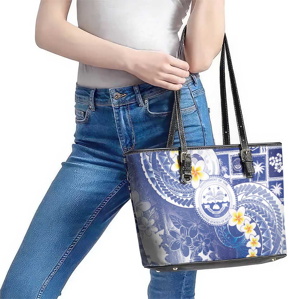 Federated States Of Micronesia Christmas Leather Tote Bag Retro Style Bright Version - Polynesian Pride