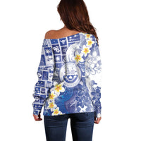 Federated States Of Micronesia Christmas Off Shoulder Sweater Retro Style Bright Version - Polynesian Pride