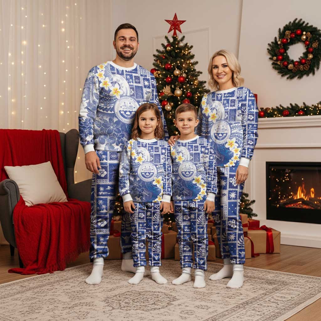 Federated States Of Micronesia Christmas Pajama Set Retro Style Bright Version - Polynesian Pride