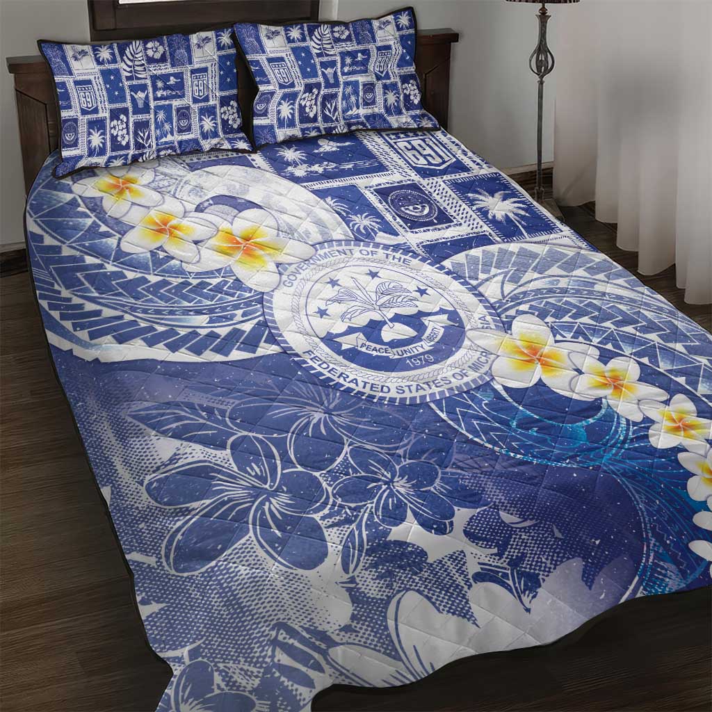 Federated States Of Micronesia Christmas Quilt Bed Set Retro Style Bright Version - Polynesian Pride
